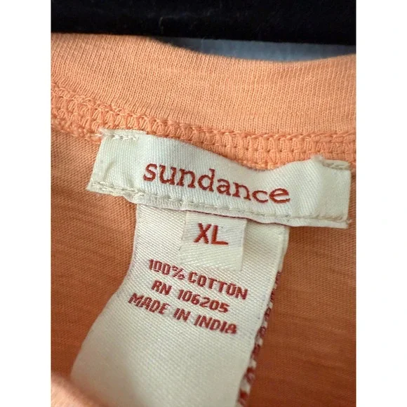 Women's Sundance Light Orange Embroidery Lace Insert Long Sleeve Top Size XLarge - Picture 2 of 12